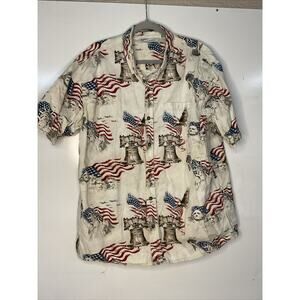 American Summer Hawaiian Shirt Adult Size X-Large America, Bells Vintage Mens